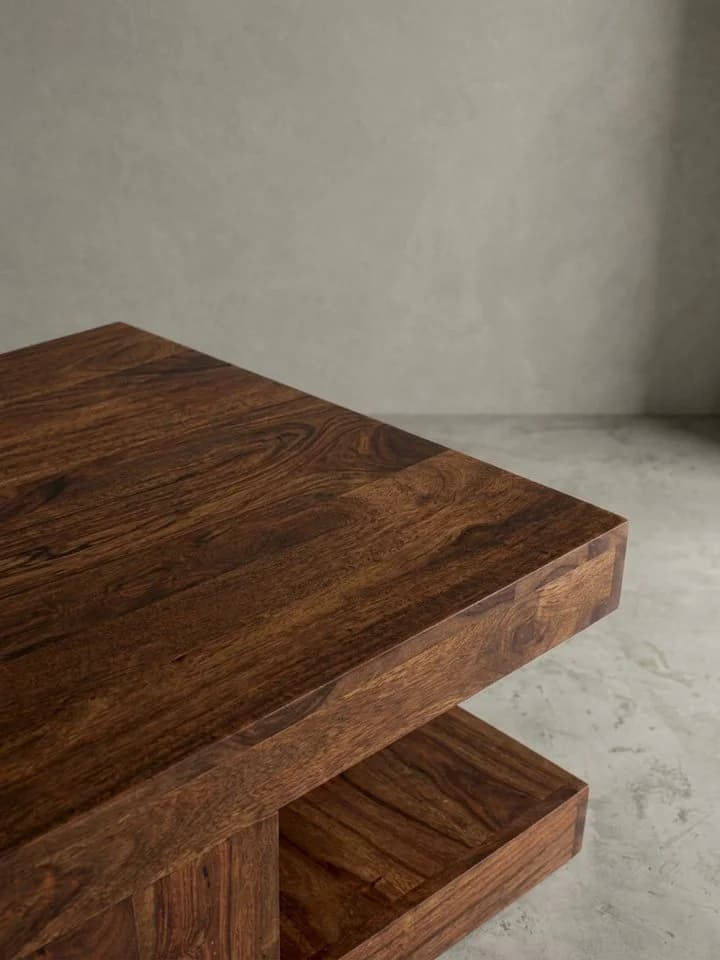 KADIMA DESIGN Couchtisch Massivholz 90x60x40 cm Wohnzimmertisch braun - Bild 5