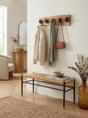 KADIMA DESIGN Wandgarderobe Akazie Massivholz Metall 60 cm Braun/Schwarz Bild 3