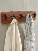 KADIMA DESIGN Wandgarderobe Akazie Massivholz Metall 60 cm Braun/Schwarz Bild 4