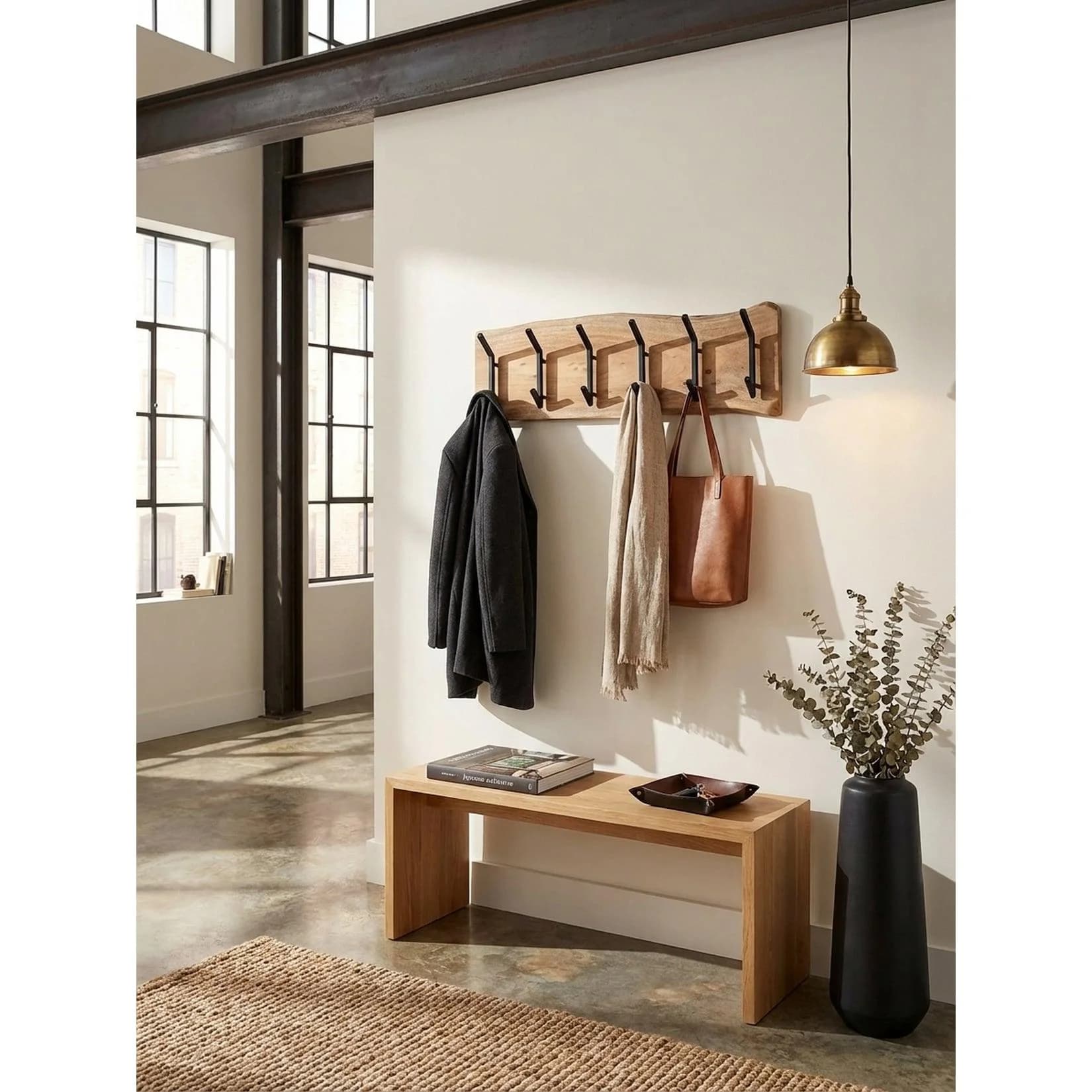 KADIMA DESIGN Wandgarderobe Akazie Massivholz Metall Modern