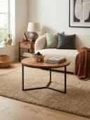 KADIMA DESIGN Couchtisch Rund Akazie Massivholz Schwarz Metall Bild 1