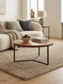 KADIMA DESIGN Couchtisch Rund Akazie Massivholz Schwarz Metall Bild 2