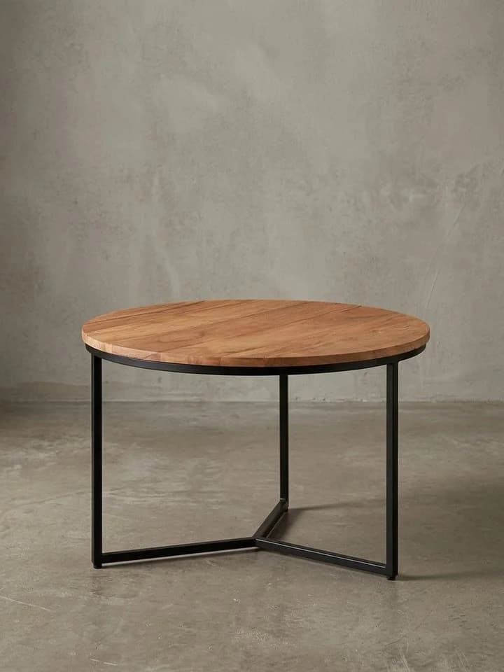 KADIMA DESIGN Couchtisch Rund Akazie Massivholz Schwarz Metall - Bild 4