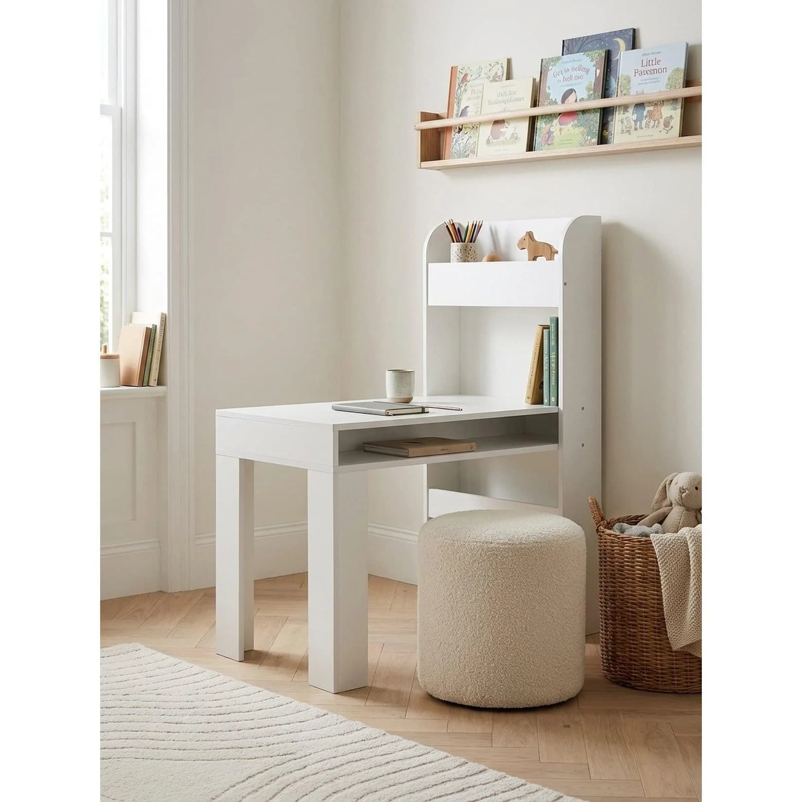 KADIMA DESIGN Kinderschreibtisch Weiß mit Regal