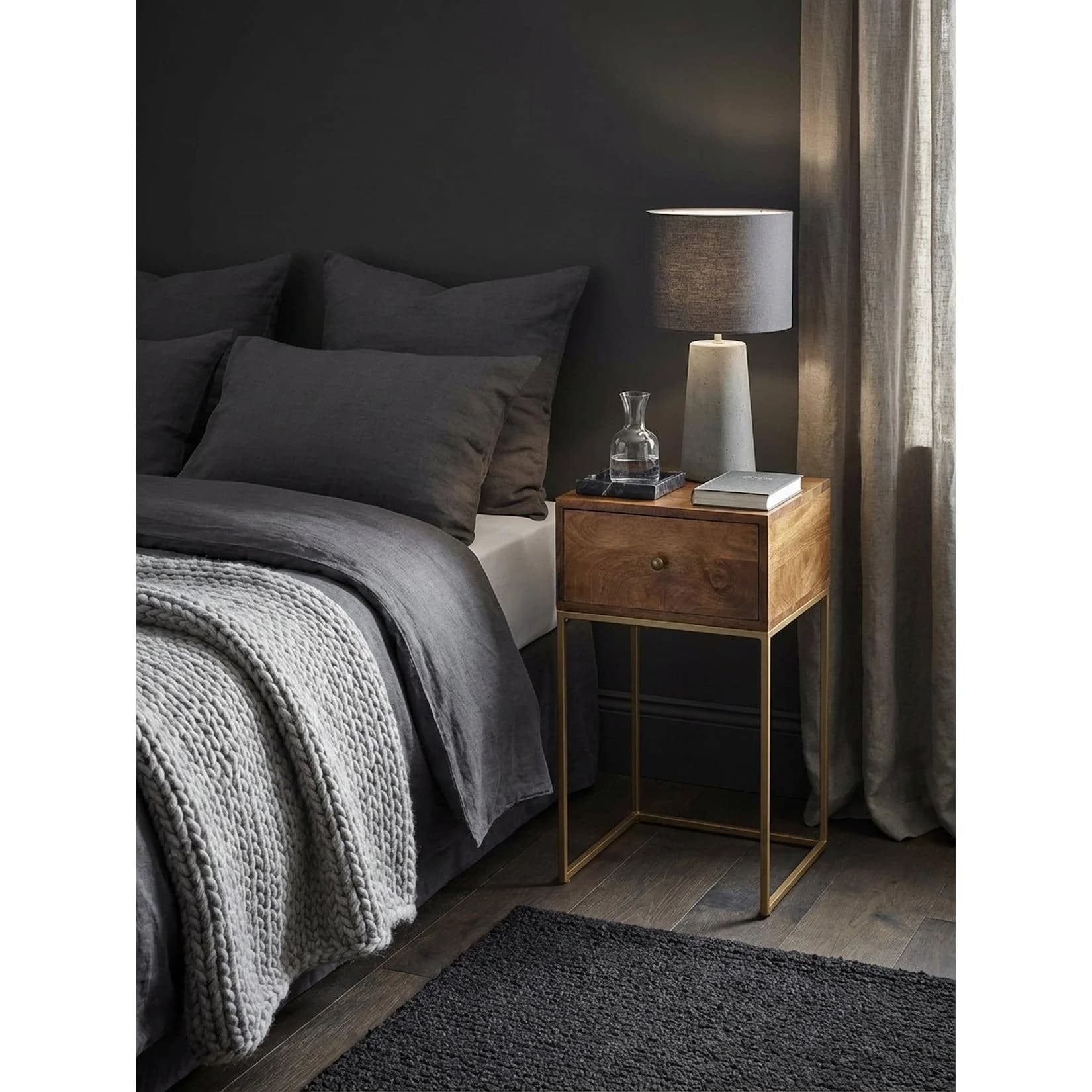 KADIMA DESIGN Nachttisch Mango Massivholz/Metall Industrial-Style