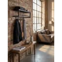 KADIMA DESIGN Wandgarderobe Metall Schwarz Modern mit Ablage Bild 1