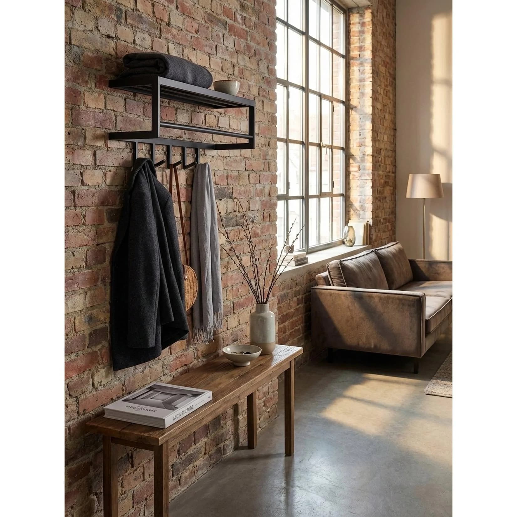 KADIMA DESIGN Wandgarderobe Metall Schwarz Modern mit Ablage