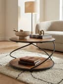 KADIMA DESIGN Couchtisch 58 cm Massivholz Metall Sofatisch Rund Wohnzimmertisch Bild 3