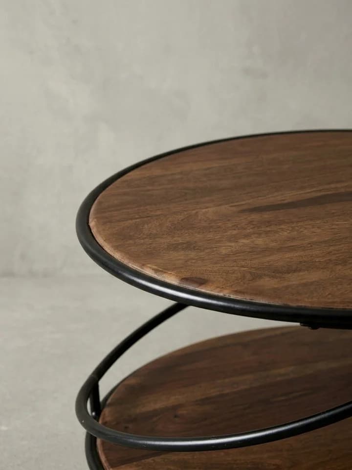 KADIMA DESIGN Couchtisch 58 cm Massivholz Metall Sofatisch Rund Wohnzimmertisch - Bild 5