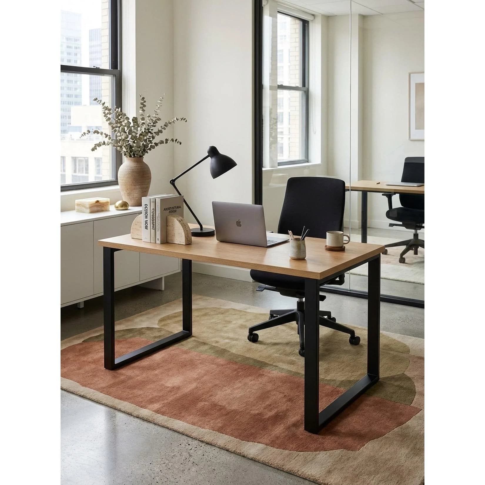 KADIMA DESIGN Schreibtisch Eiche-Dekor Schwarz 120x60x76 cm