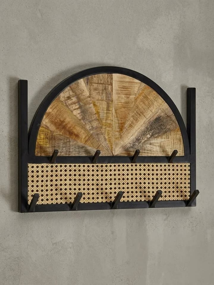 KADIMA DESIGN Wandgarderobe Mango Massivholz Rattan Hakenleiste - Bild 4
