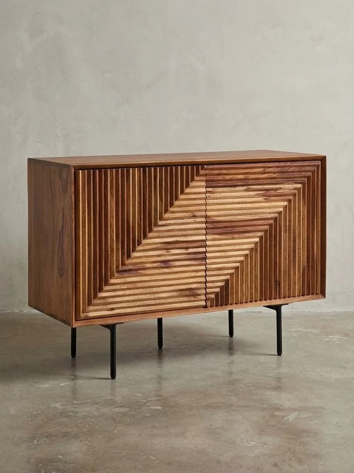 KADIMA DESIGN Kommode Sideboard Massivholz Metall Modern Braun Schwarz - Bild 2