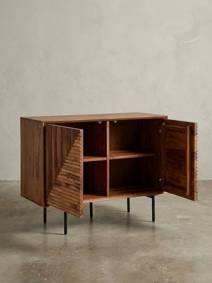 KADIMA DESIGN Kommode Sideboard Massivholz Metall Modern Braun Schwarz - Bild 5