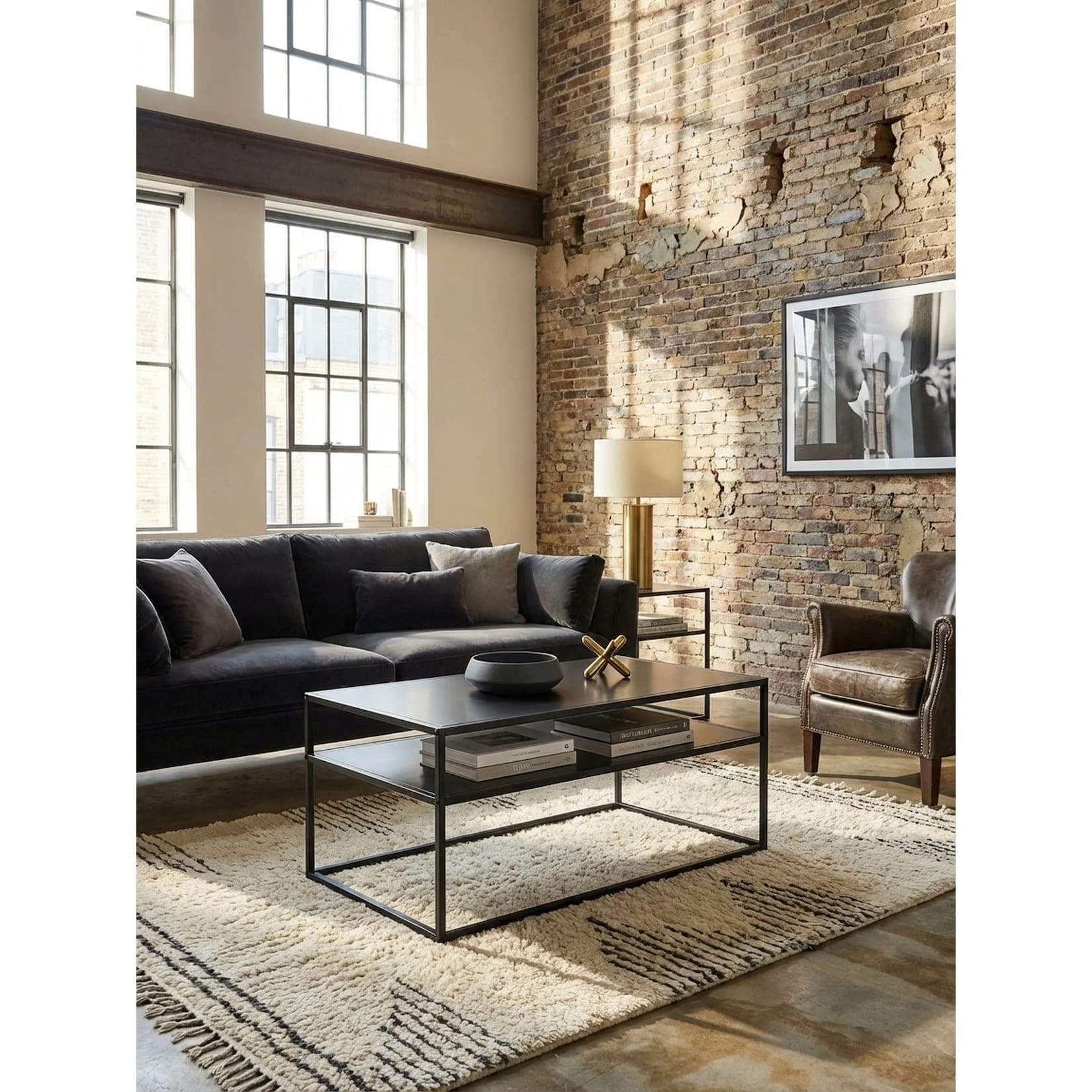 KADIMA DESIGN Couchtisch Schwarz Metall Industrial mit Stauraum