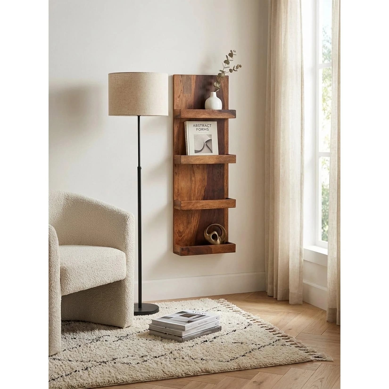 KADIMA DESIGN Wandregal Massivholz Dunkle Farbe - Bild 2