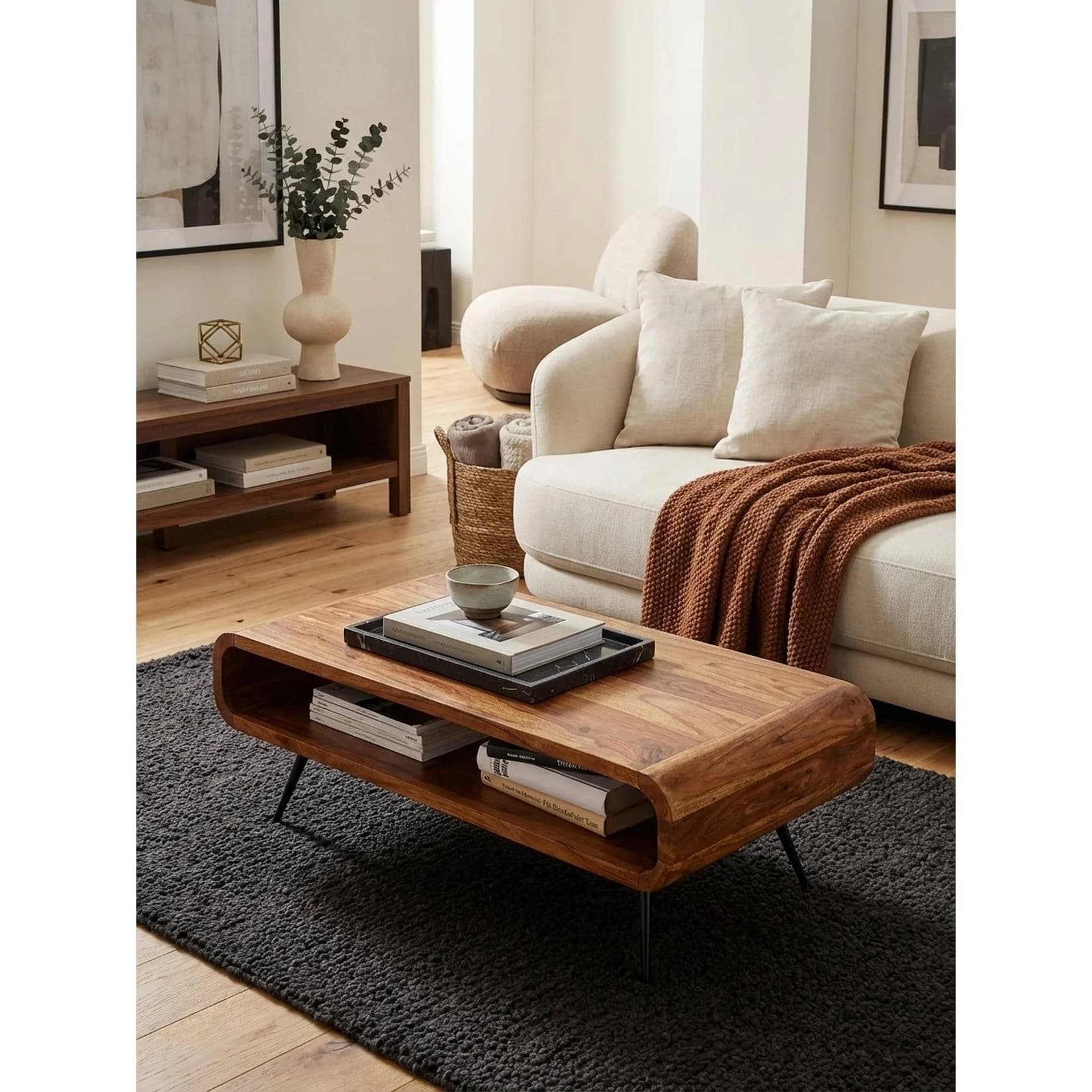 KADIMA DESIGN Couchtisch Sheesham Massivholz Metall Eckig