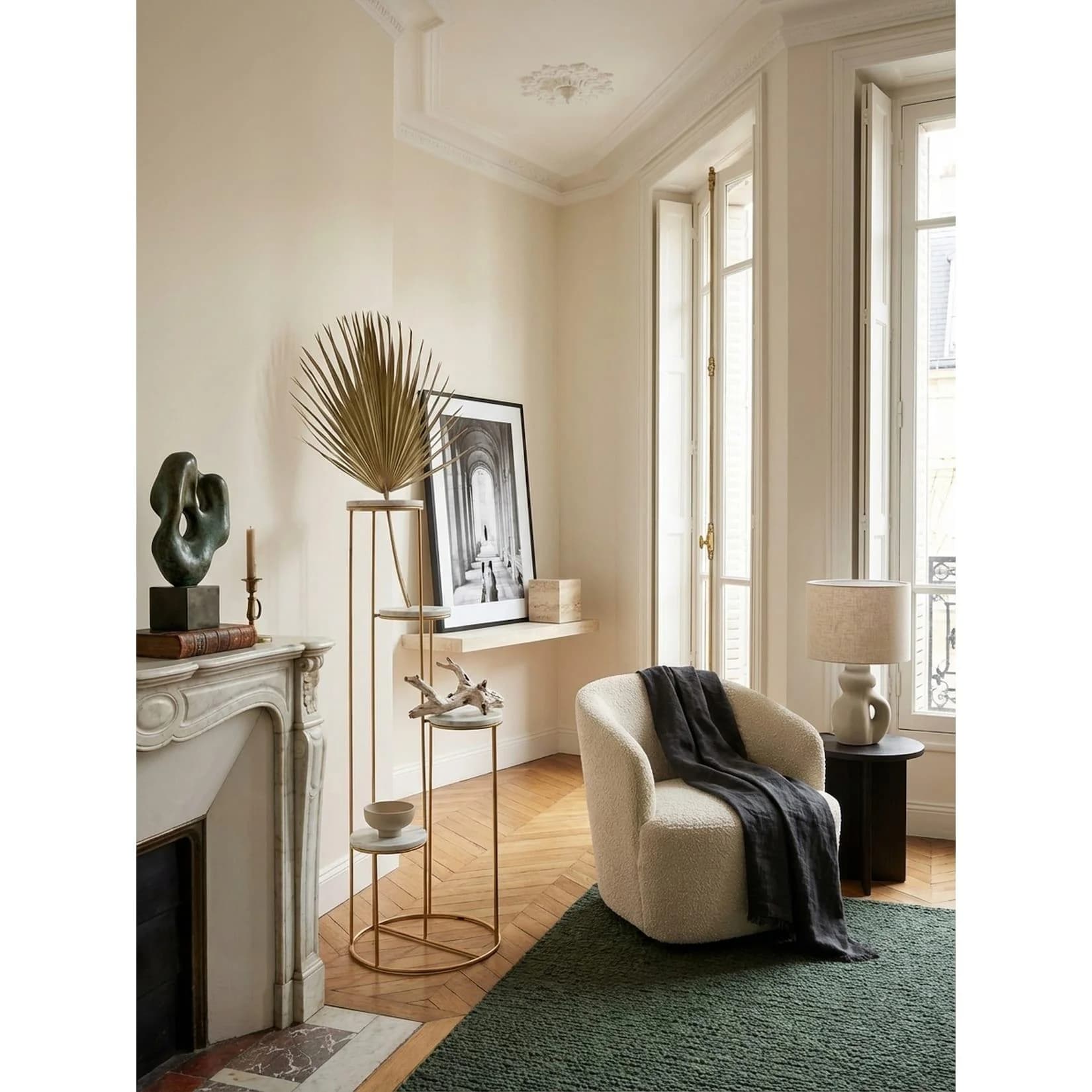KADIMA DESIGN Blumenständer Weiß Marmor mit 4 Ablagen und Metallgestell Gold - Bild 2