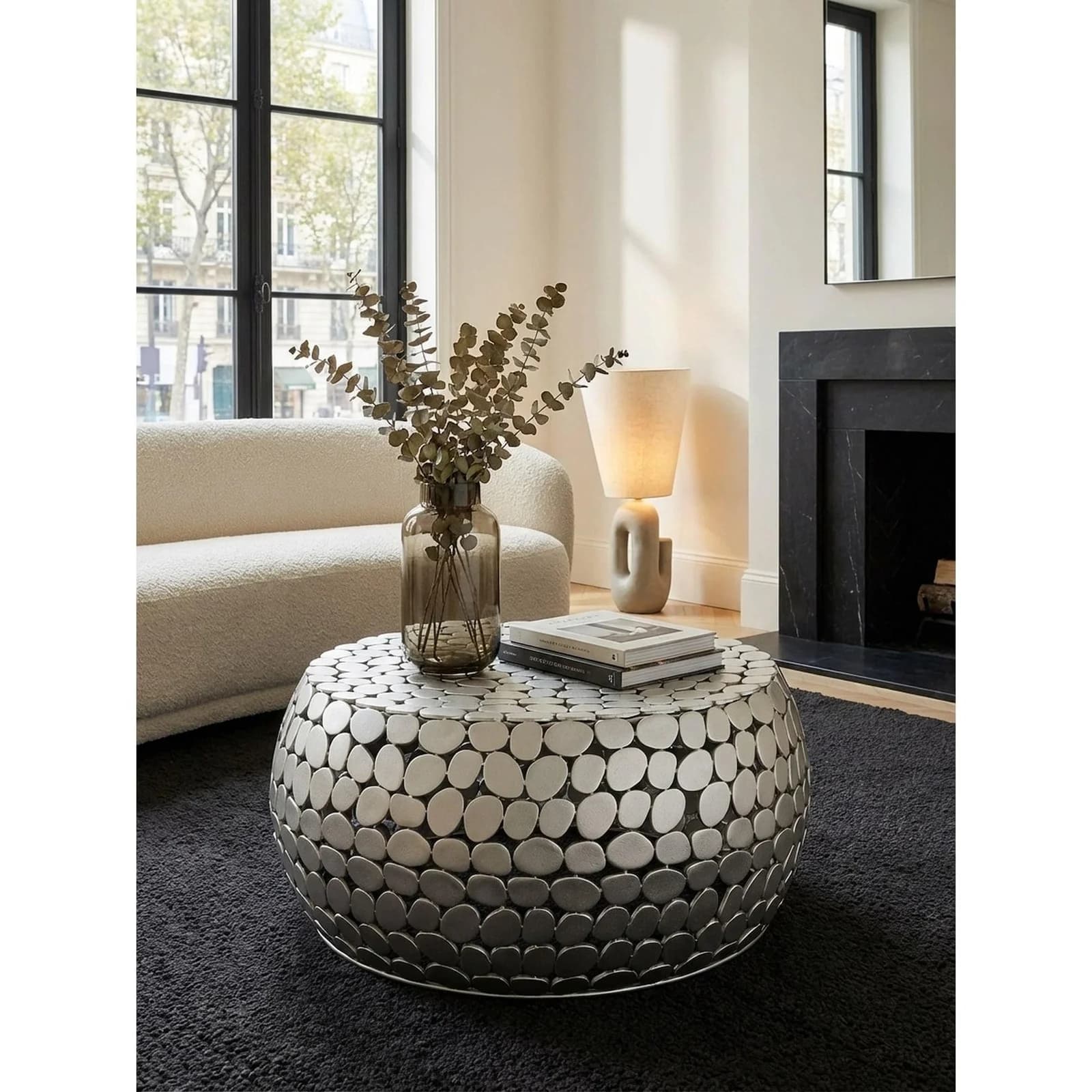 KADIMA DESIGN Runder Couchtisch Silber Aluminium Modern