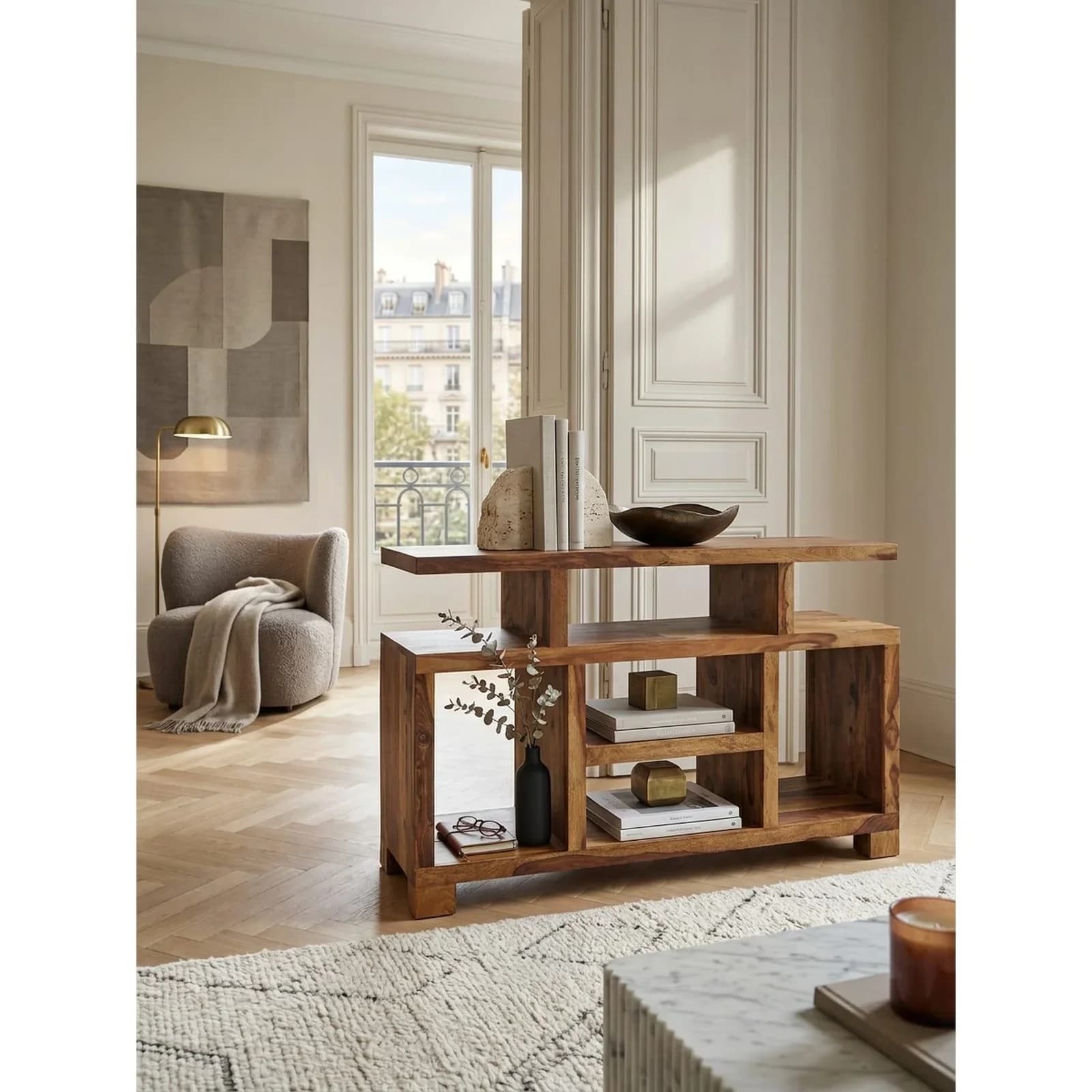 KADIMA DESIGN Sideboard Mango Massivholz mit Fächern