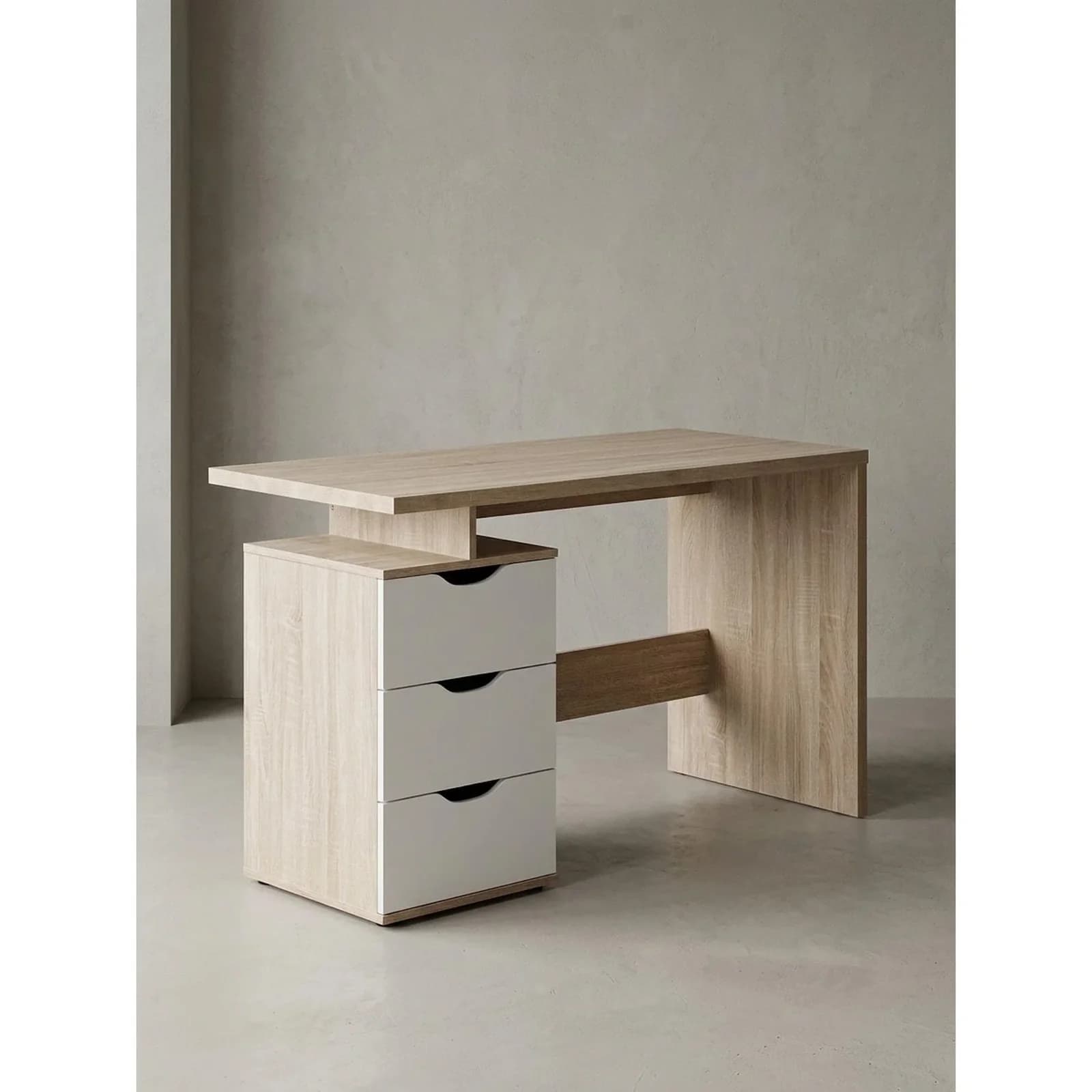 KADIMA DESIGN Schreibtisch Sonoma Weiß 120x76x53 cm 3 Schubladen