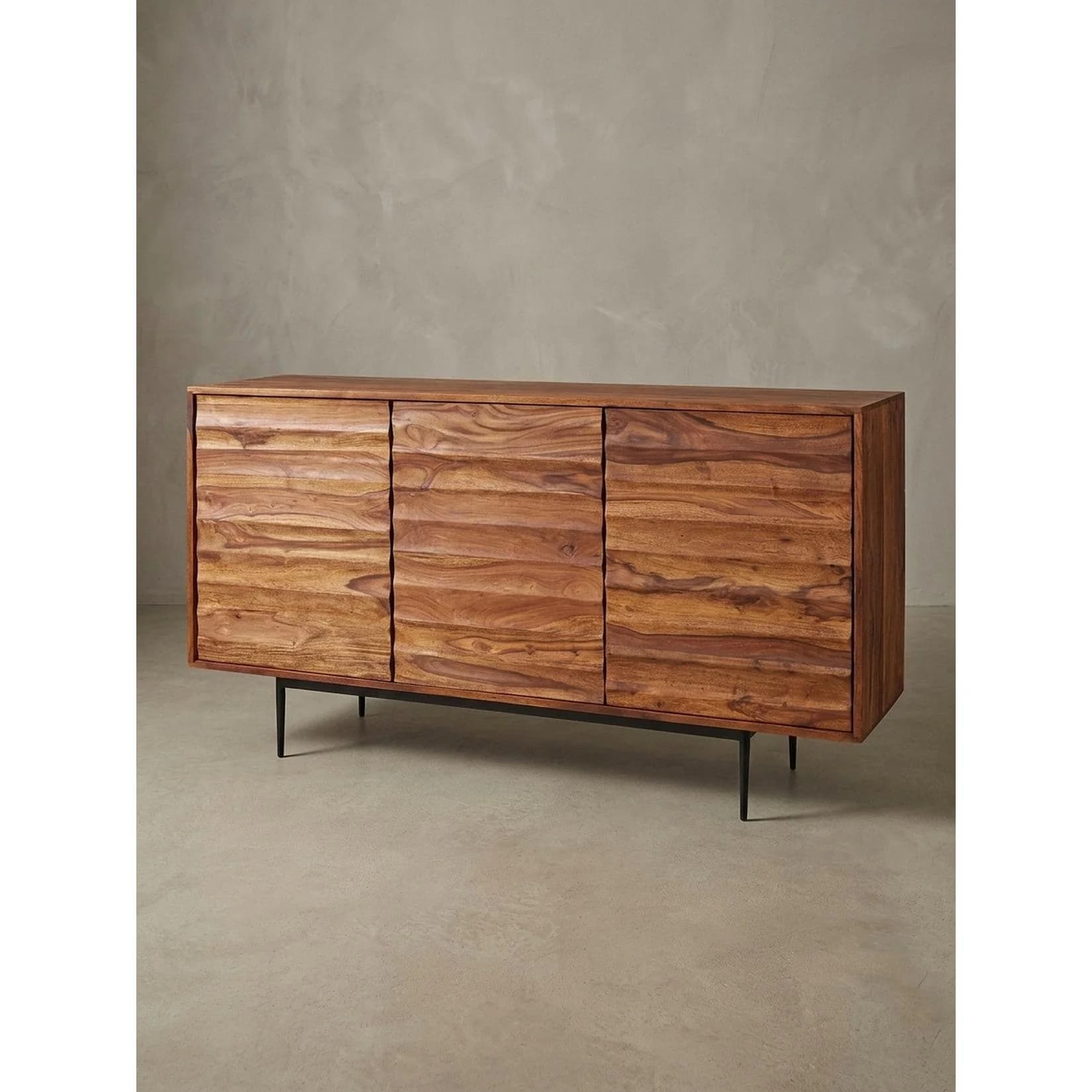 KADIMA DESIGN Sideboard Massivholz Industrial-Stil 3 Türen