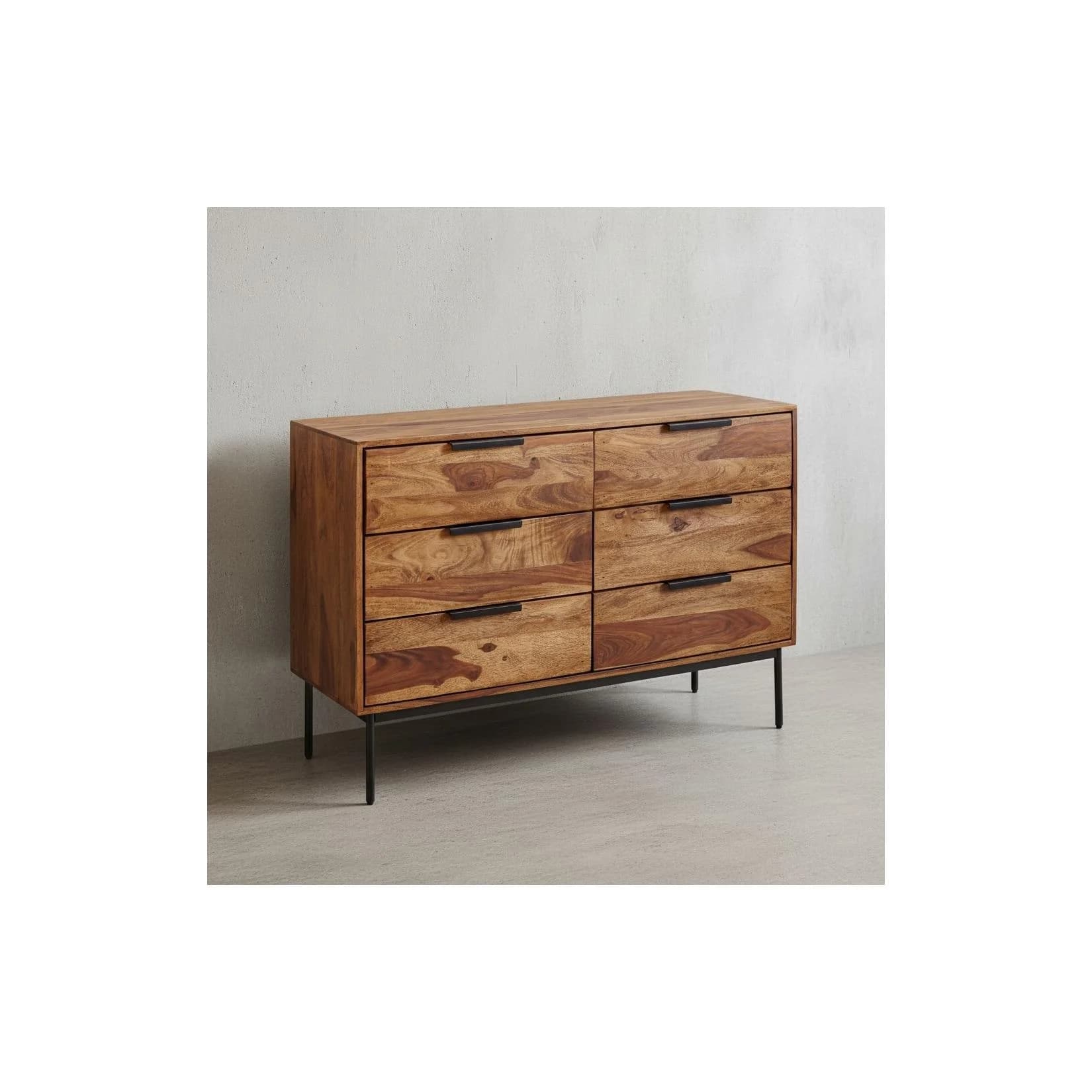 KADIMA DESIGN Kommode Industrial Massivholz Metall 3 Schubladen