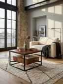 KADIMA DESIGN Couchtisch 60x60 Massivholz Metall Dunkelbraun Bild 1