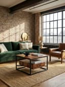 KADIMA DESIGN Couchtisch 60x60 Massivholz Metall Dunkelbraun Bild 3