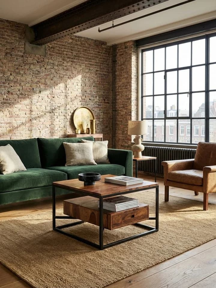 KADIMA DESIGN Couchtisch 60x60 Massivholz Metall Dunkelbraun - Bild 3