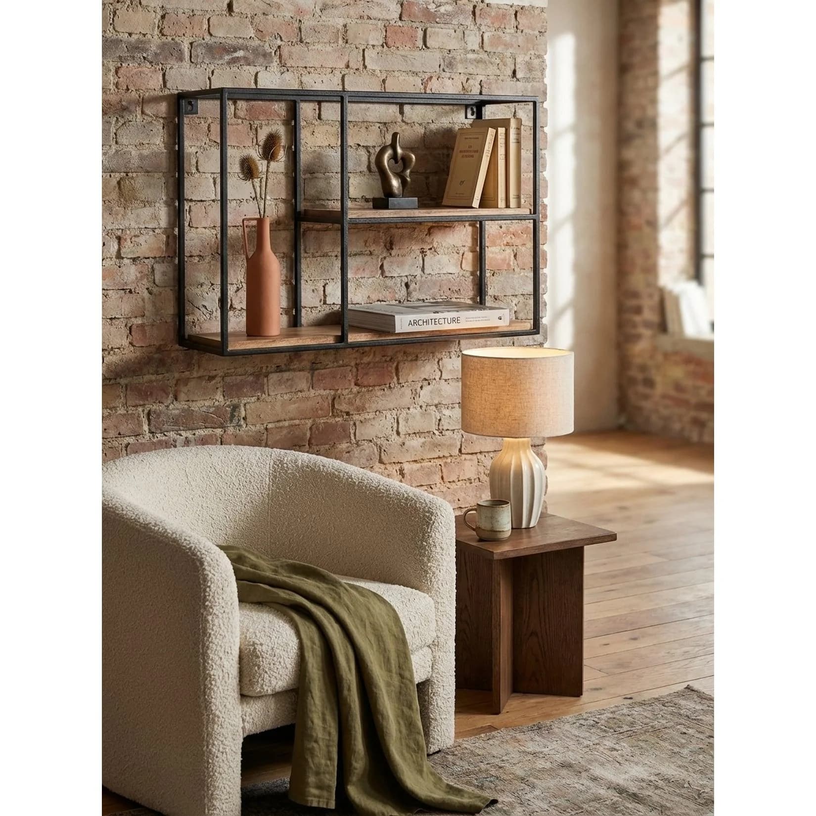 KADIMA DESIGN Wandregal Industrial Stil Mango Massivholz Metall - Bild 2