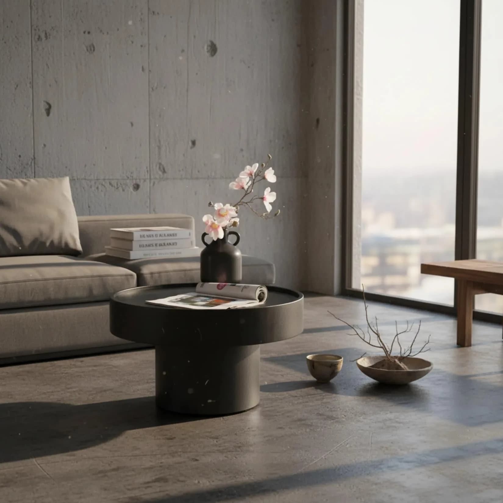 KADIMA DESIGN Couchtisch Pilzform Schwarz Metall
