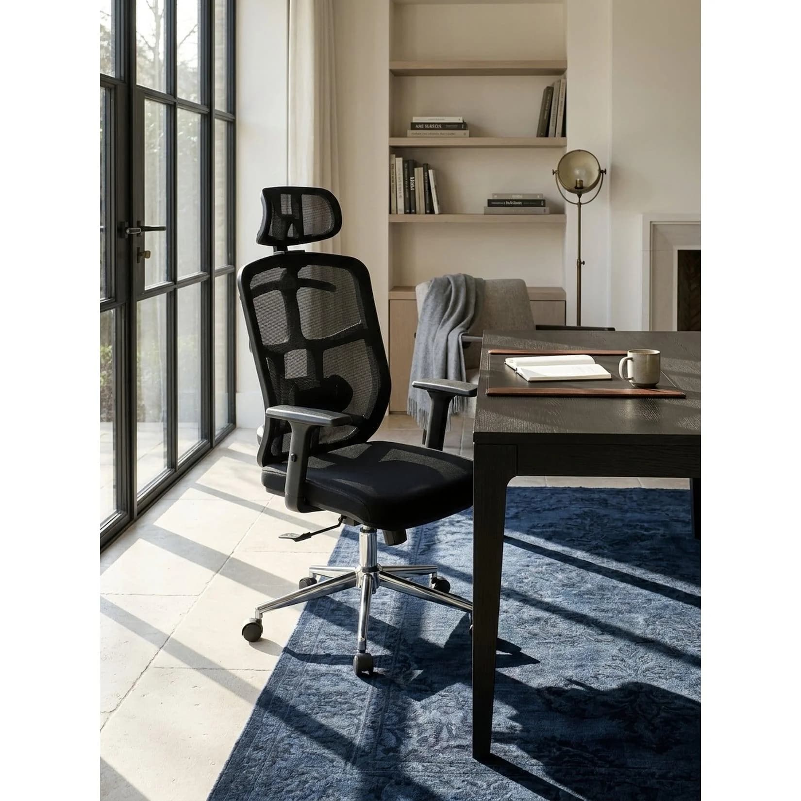 KADIMA DESIGN Bürostuhl Schwarz Mesh mit Kopfstütze und Lendenstütze - Bild 2