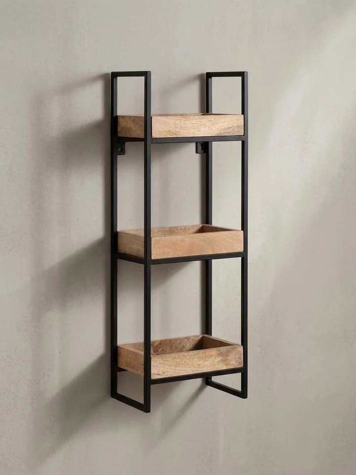 KADIMA DESIGN Wandregal Industrial Mango Massivholz Metall - Bild 2