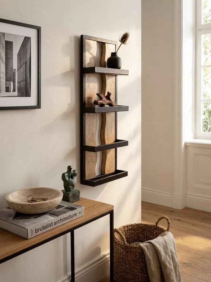KADIMA DESIGN Wandregal Industrial-Style Mango Massivholz Metall - Bild 2