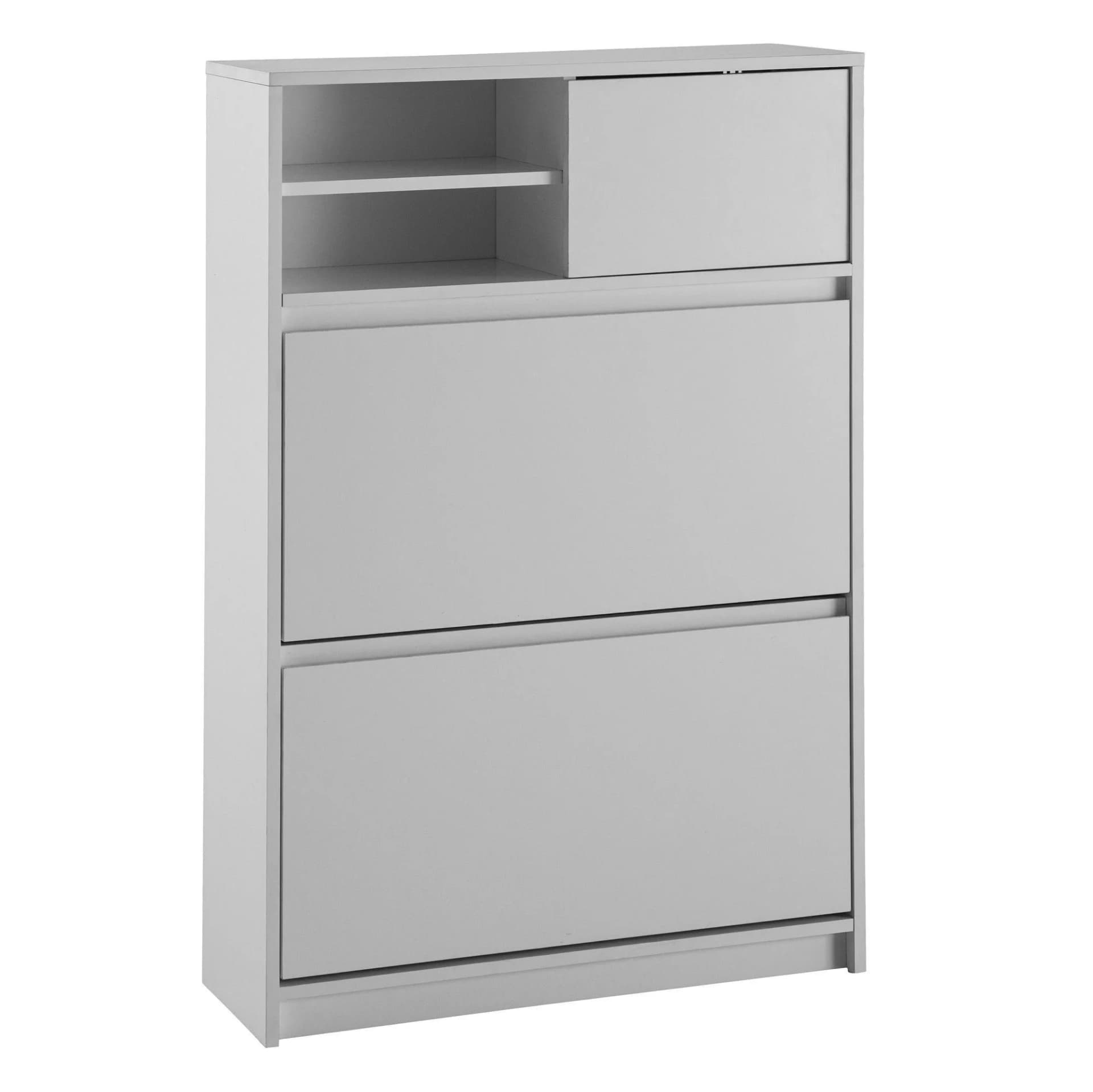 KADIMA DESIGN Schuhschrank Weiß mit Schuhkippern und Ablage
