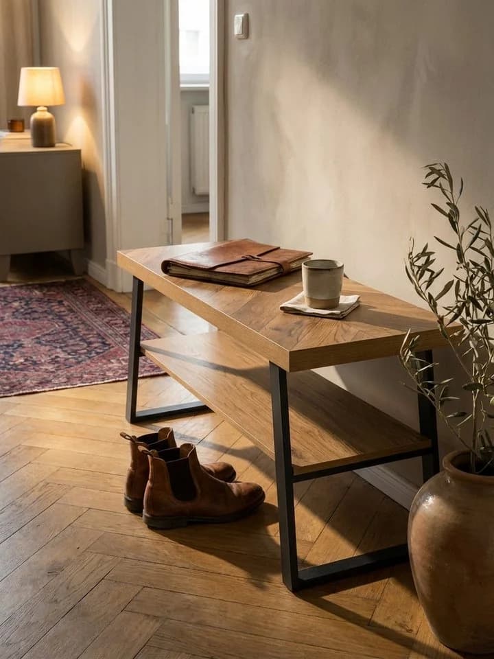 KADIMA DESIGN Sitzbank Schuhbank 100x41x40 cm Eiche-Dekor - Bild 4