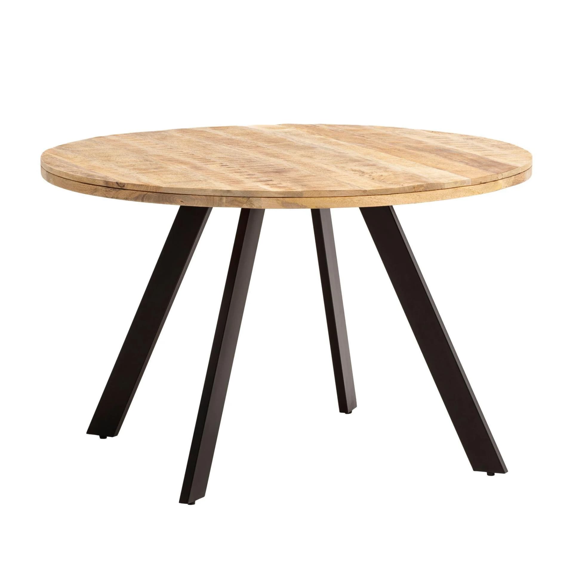 KADIMA DESIGN Esstisch Rund Mango Massivholz Metallbeine Braun