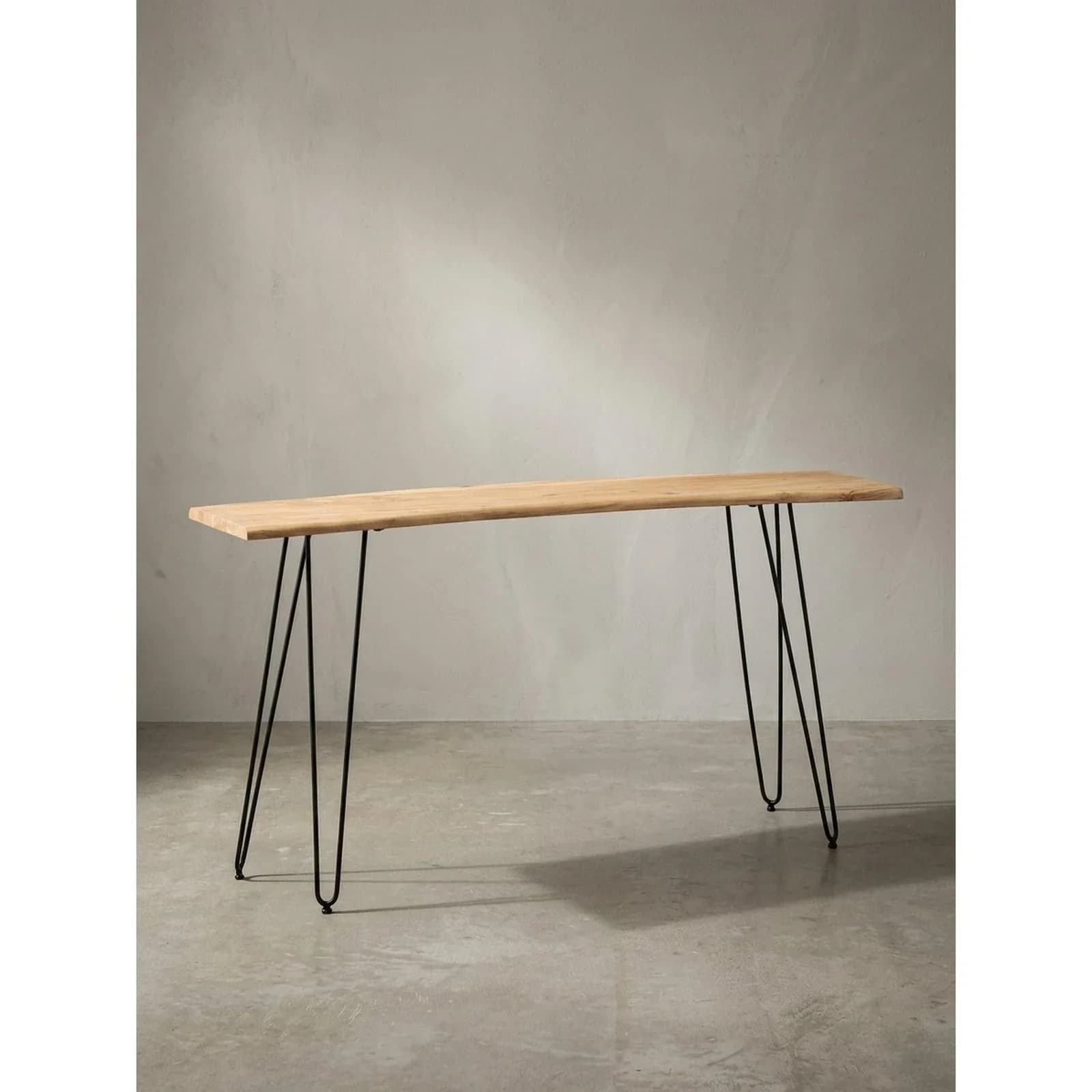 KADIMA DESIGN Schreibtisch Massivholz Metall Baumkante Haarnadelbeine