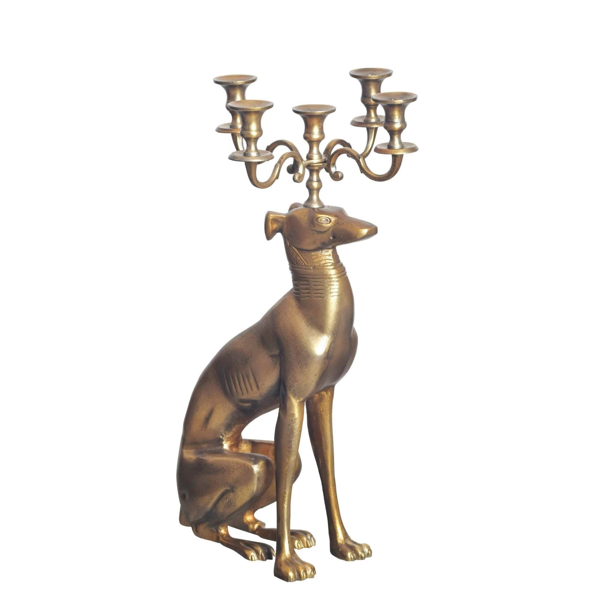KADIMA DESIGN Kerzenhalter Windhund Aluminium Gold 69 cm