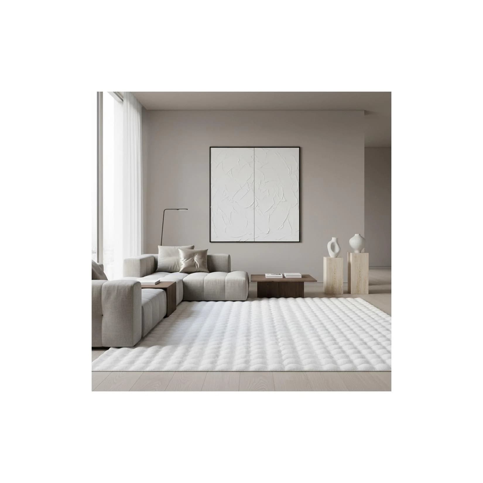 KADIMA DESIGN Hochflorteppich NAUDERS Weiß 80x150 cm