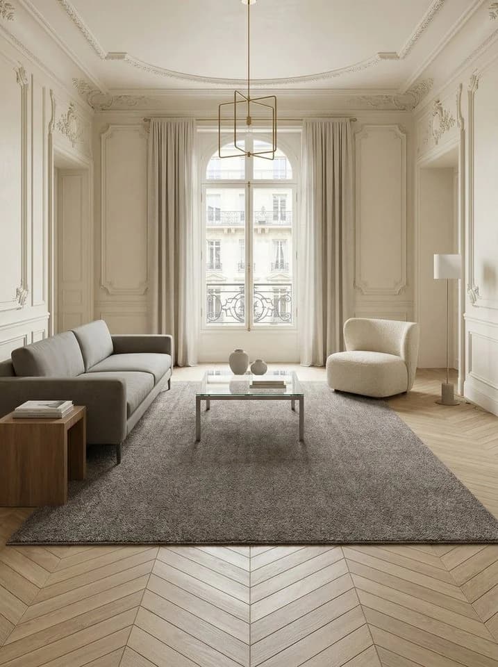 KADIMA DESIGN Teppich Kurzflor Uni Polypropylen Wohnzimmerteppich Mokka