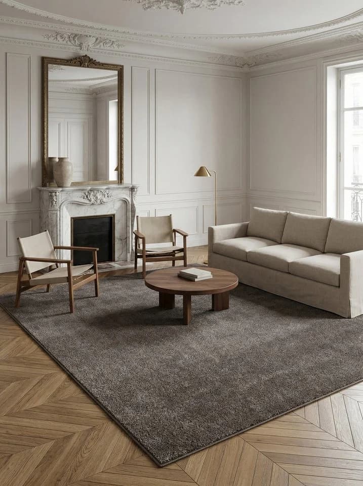 KADIMA DESIGN Teppich Kurzflor Uni Polypropylen Wohnzimmerteppich Mokka - Bild 2