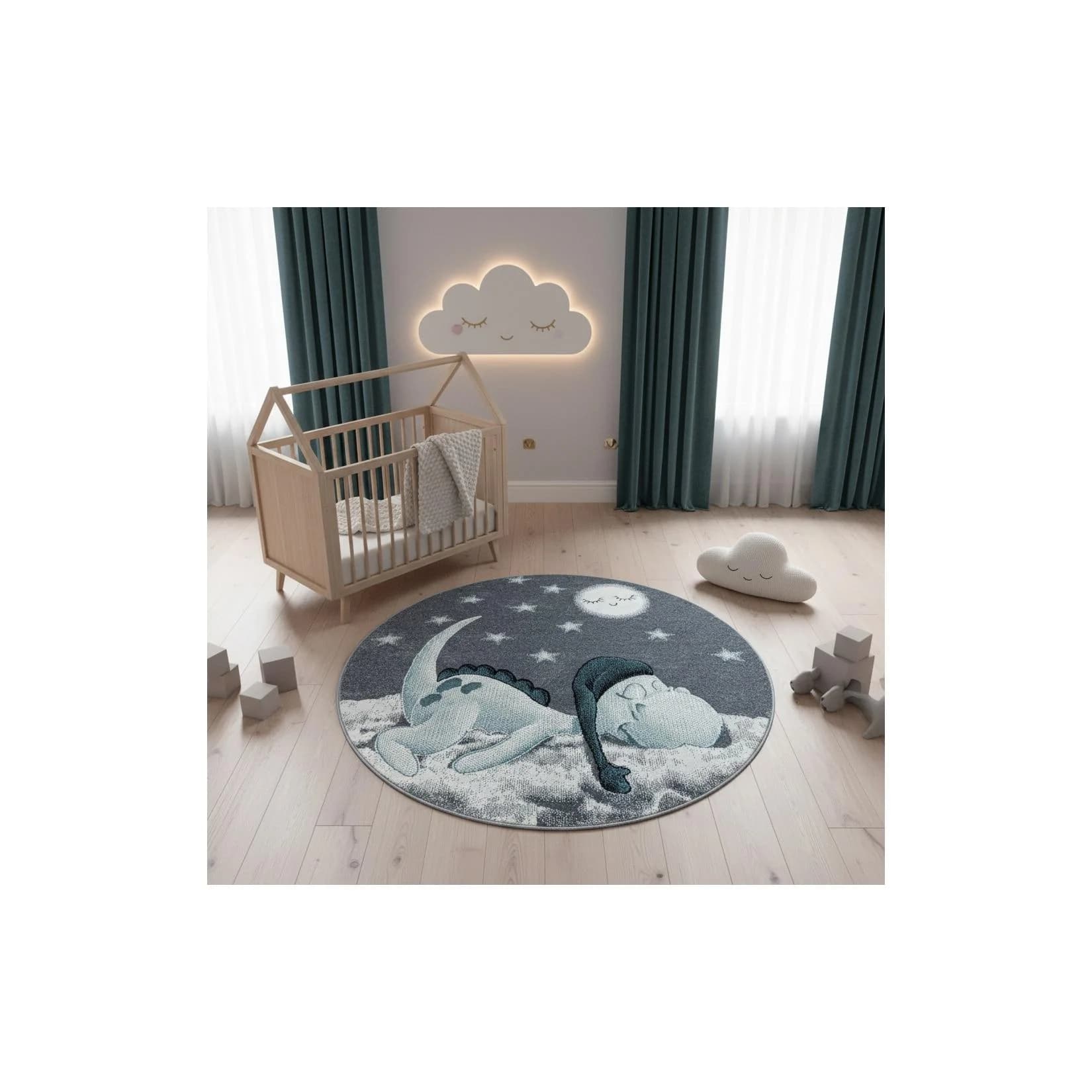 Kadima Design Spielteppich COGNE Blau Dino-Motiv