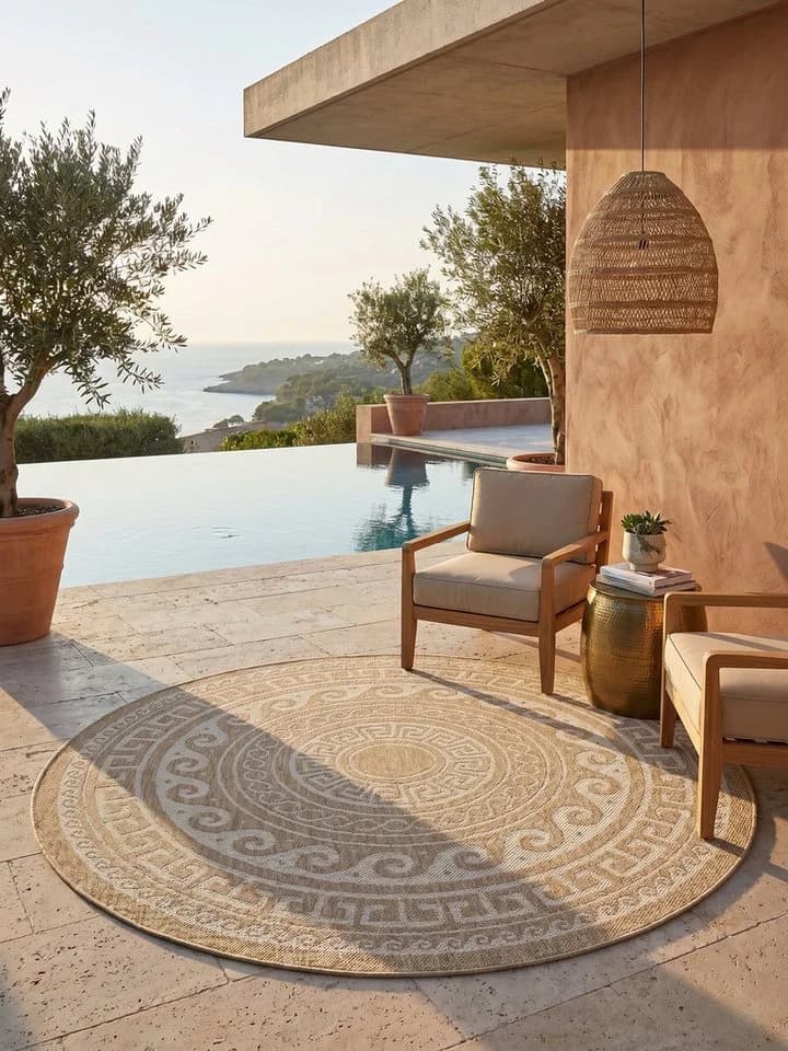 KADIMA DESIGN Outdoorteppich KAUNS Beige Vintage UV-beständig