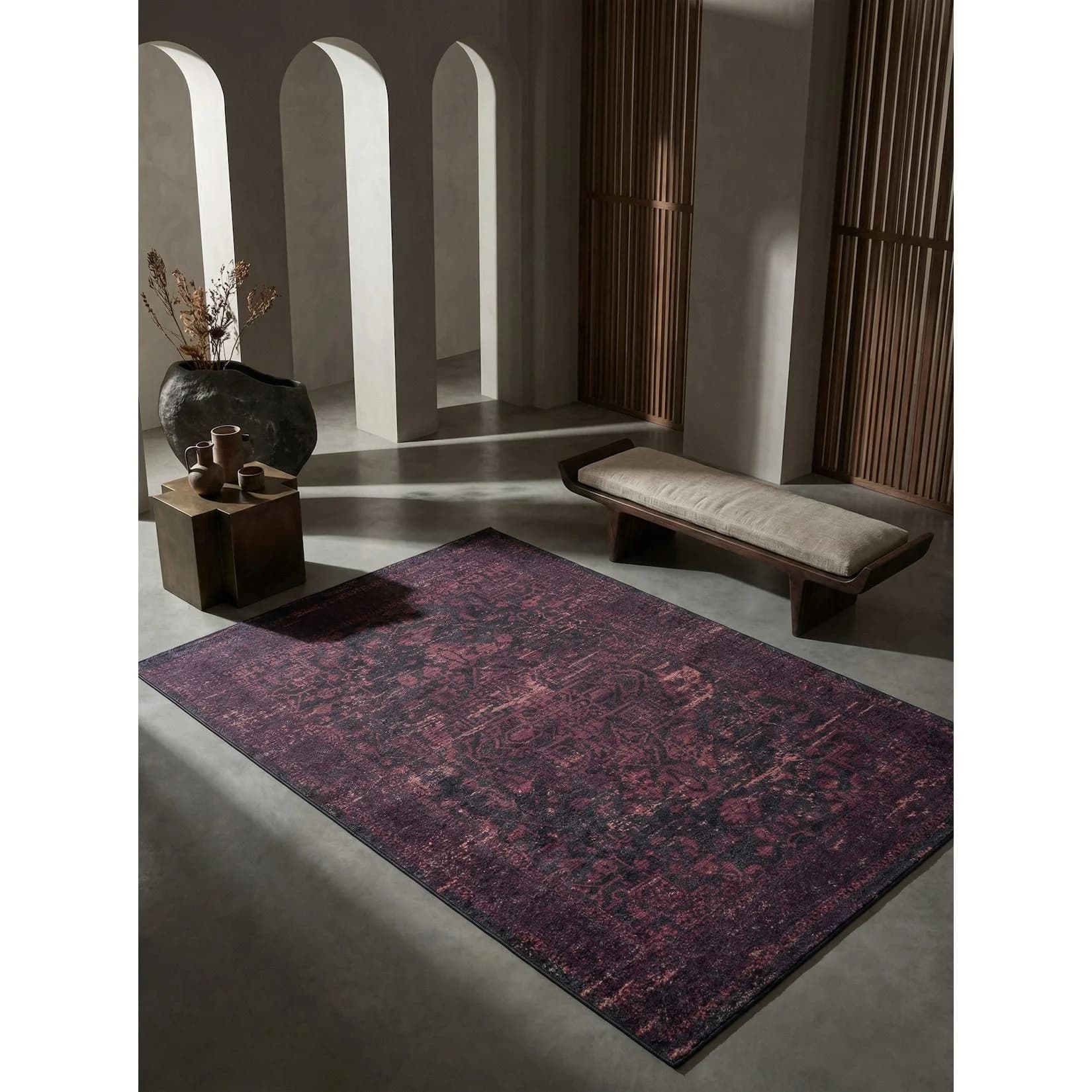 Kadima Design Teppich PIZOL Rot Vintage Flachgewebe
