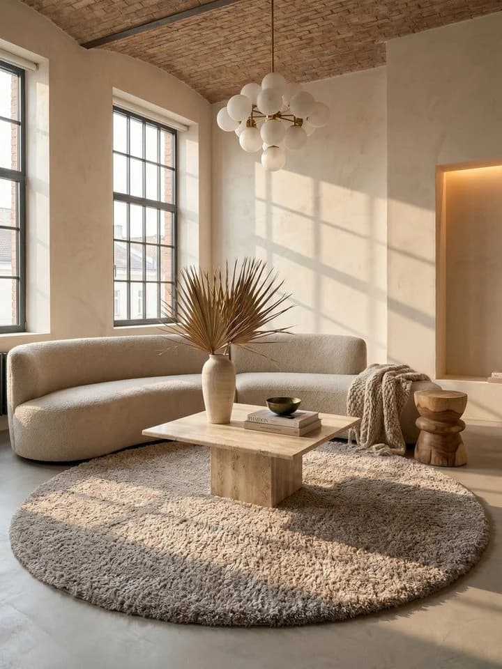 KADIMA DESIGN SALZACH Shaggy Teppich Beige 80x80 cm - Bild 2