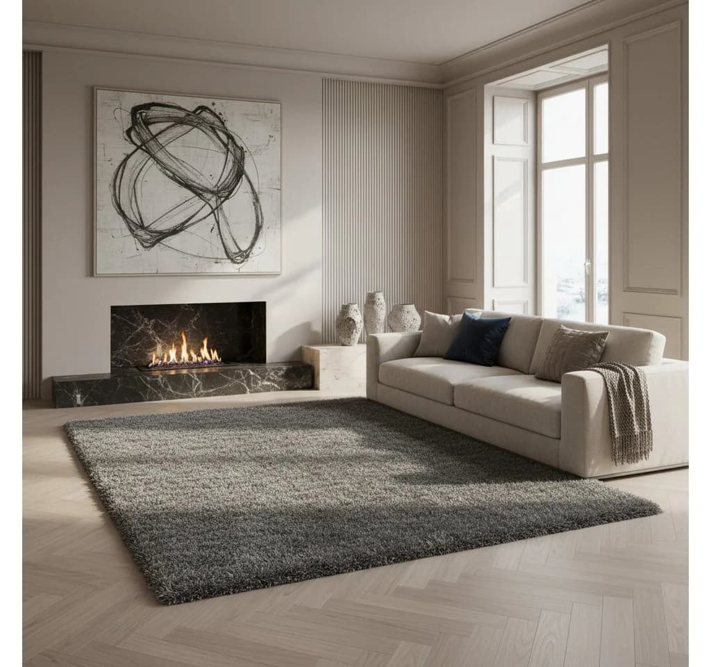 KADIMA DESIGN SALZACH Shaggy Teppich Hellgrau 60x110 cm - Bild 2