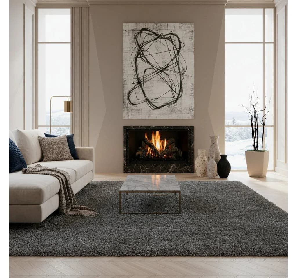 KADIMA DESIGN SALZACH Shaggy Teppich Hellgrau 60x110 cm - Bild 3