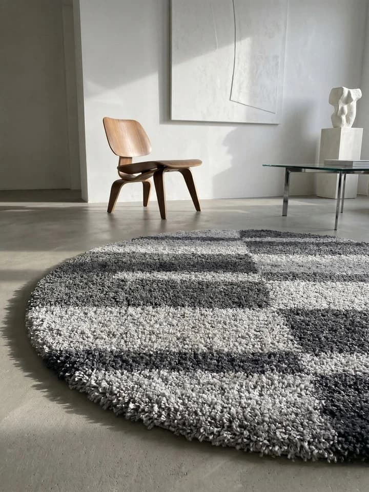 KADIMA DESIGN Teppich WERFEN Shaggy Grau Karo - Bild 2