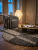 KADIMA DESIGN Teppich WERFEN Shaggy Langflor Taupe Kariert Bild 2